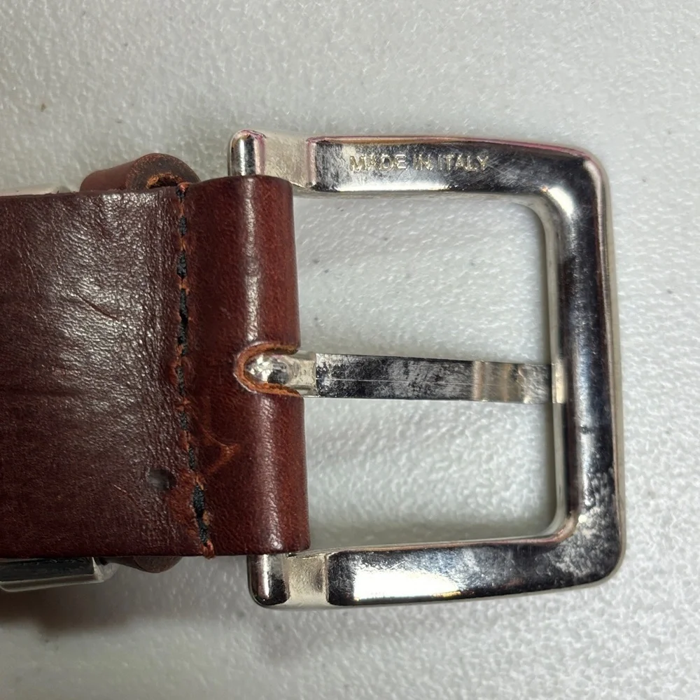 Diego Toscani Classic Brown Leather Belt with Metal Buckle